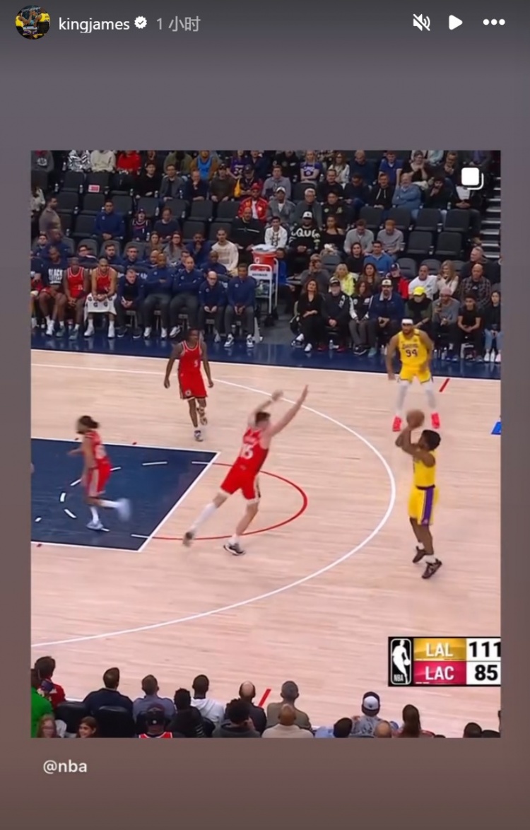  為你驕傲！布朗尼投進(jìn)NBA生涯首記三分球！詹姆斯賽后轉發(fā)