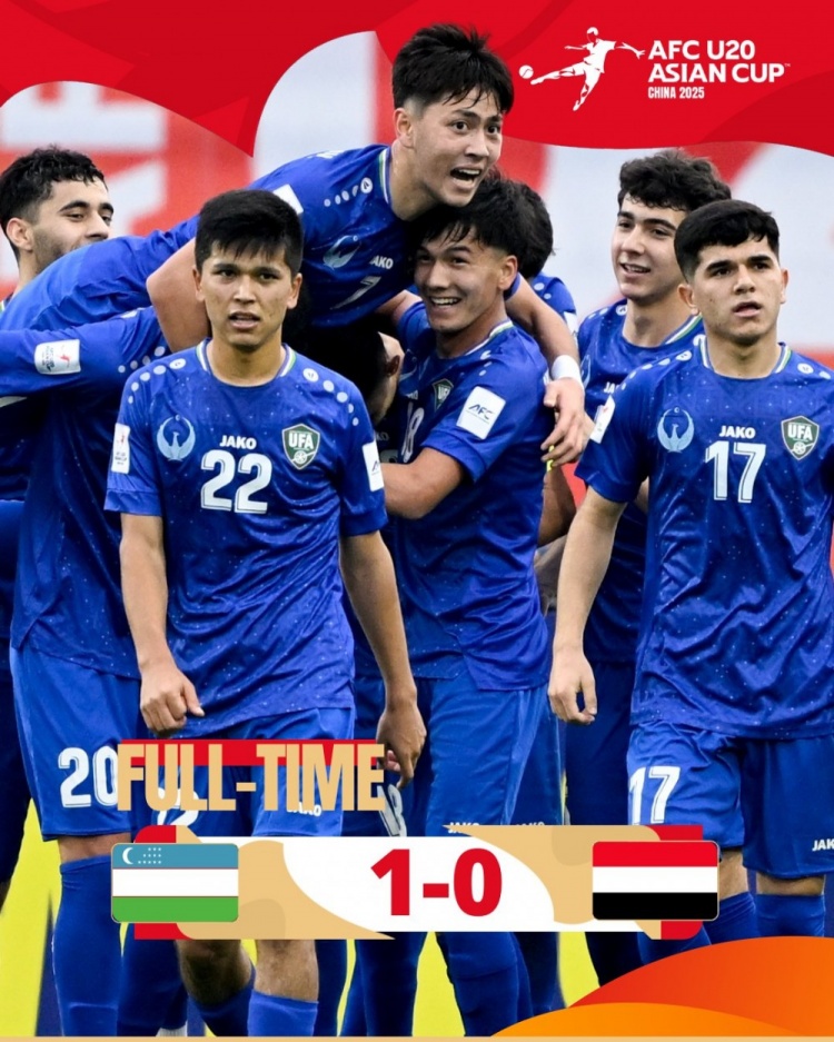  U20亞洲杯-烏茲別克斯坦1-0擊敗也門(mén)，奧林博耶夫頭球制勝