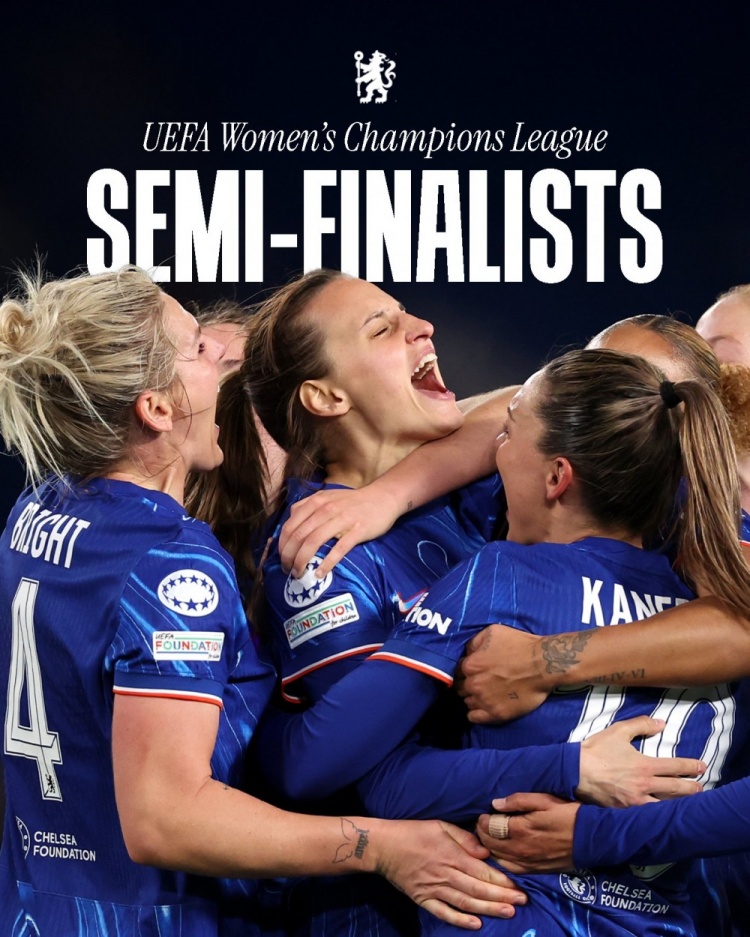  女足歐冠：切爾西3-0曼城&總比分3-2逆轉晉級四強，將對陣巴薩
